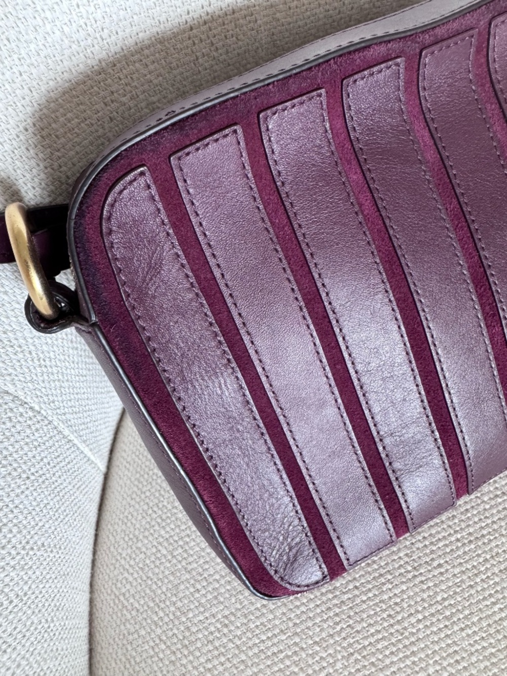 MICHAEL Michael Kors Plum Purple Brooklyn Suede/Leather CrossBody Bag - Picture 7 of 10